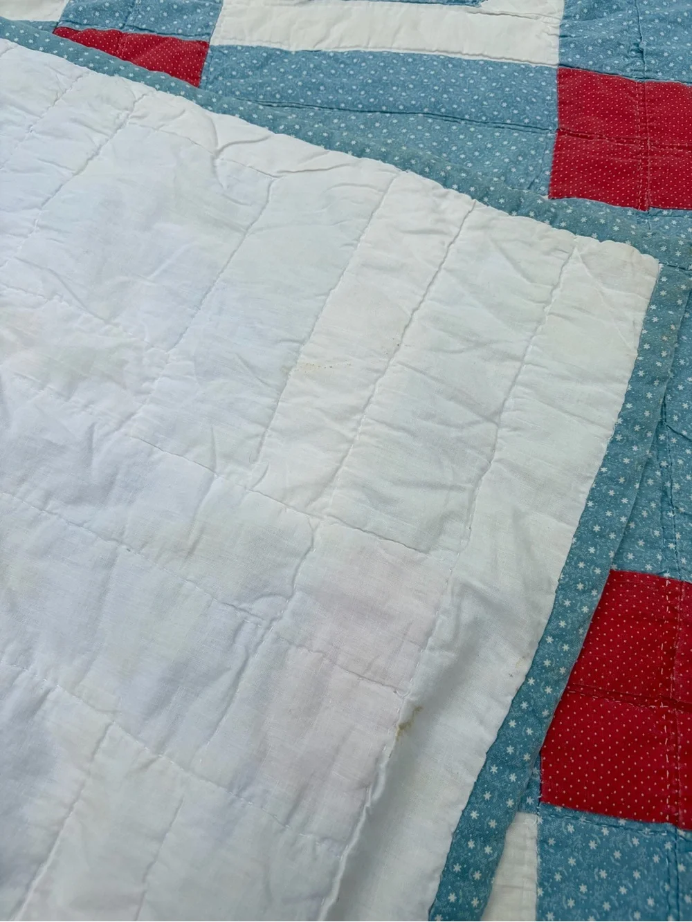 Vintage Quilt in Blue, White and Red